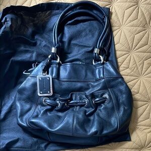B. Makowsky Black Shoulder Bag and Silver Hardware